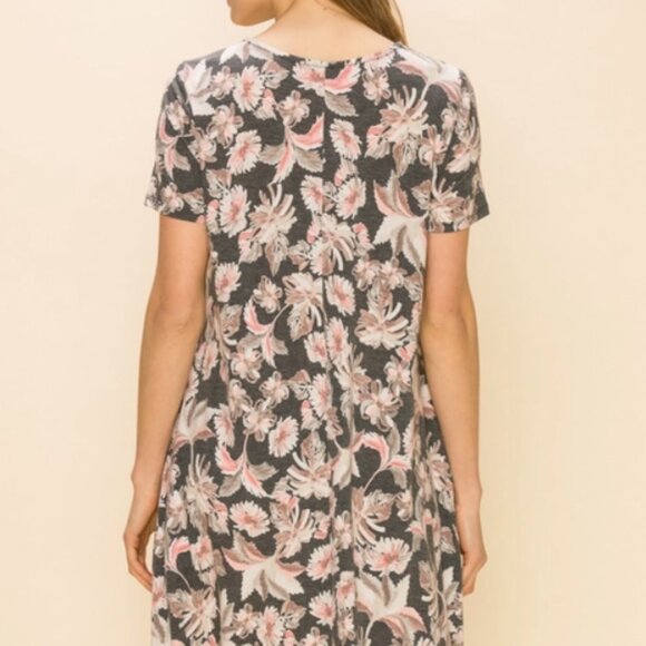 Women Floral Print Soft Mini Simple Dress - Picture 4 of 6